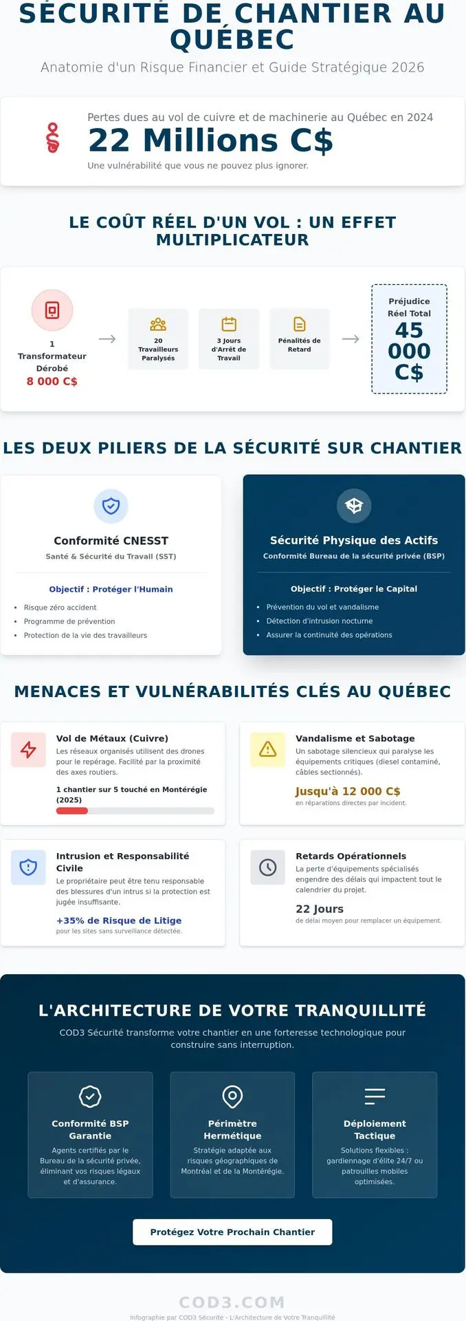 Sécurité de chantier en 2026 : Protéger vos actifs dans le Grand Montréal 