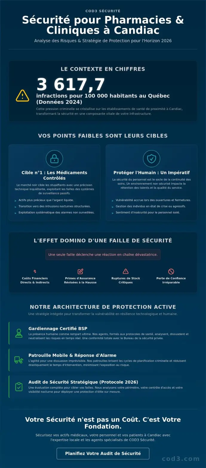 Sécurité pour pharmacie et clinique médicale à Candiac : Protection 2026 Sécurité pour pharmacie et clinique médicale à Candiac : Protection 2026